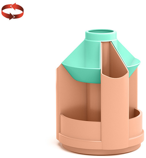 Лоток настольный Подставка настольная вращающаяся пластиковая Mini Desk Pastel Bloom персиковый с зеленым