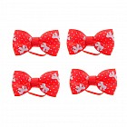 Бантик розовый с бабочками на латексной резинке, 4,5 х 2,5 см, набор 4 шт