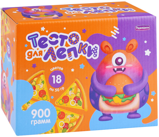 Тесто для лепки тесто 900гр 18 цветов