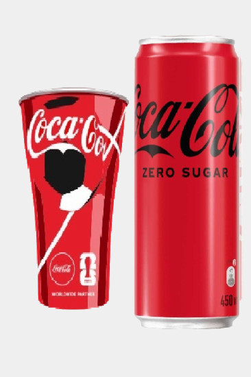 Coca-Cola Zero газированный напиток кола, 0.45 л и алюминиевый стакан Fifa Coca-Cola