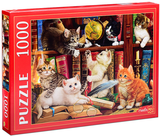 Пазл «Котята на книжной полке»