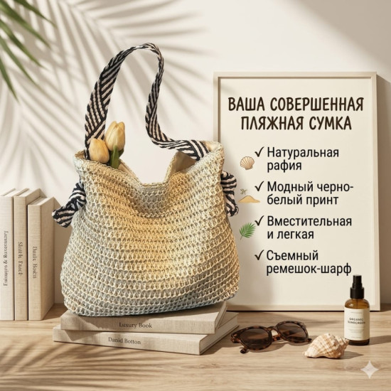 Пляжная сумка из рафии