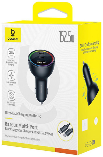 Комплект АЗУ C00036101111-00 152.5W USB+2xType-C порты с кабелем Type-C на Type-C