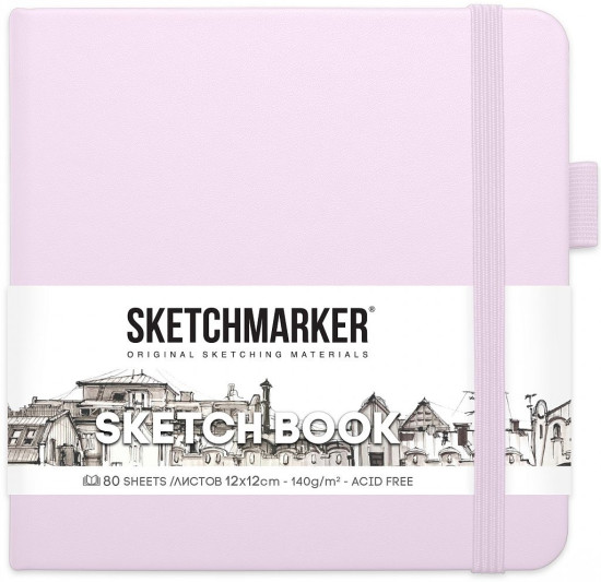 Блокнот для зарисовок SKETCHMARKER 140 г/м2 12×12 см 80 л, твердая обложка, Фиолетовый пастельный MP2314702SM