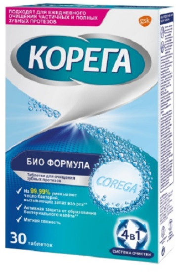 Корега д/очистки зубных протезов 30 табл.раствор