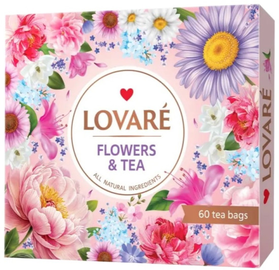 Чай Flowers & Tea черный, зеленый, травяной, фруктовый листовой 60 пакетиков