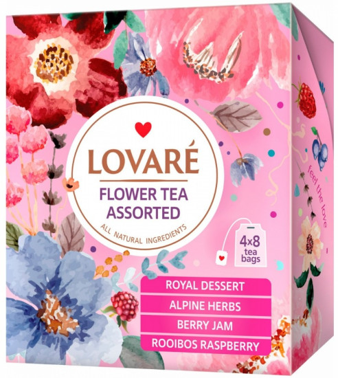 Чай Flower Tea Assorted травяной, каркаде, цветочный, ройбуш листовой 48 г