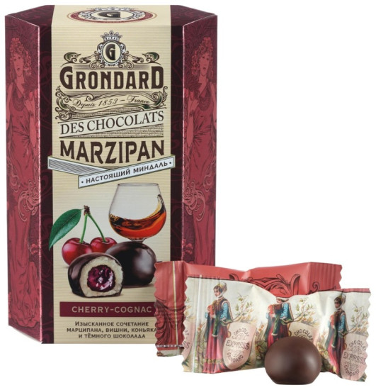 Конфеты марципан Grondard с вишневой начинкой и коньяком 140 г