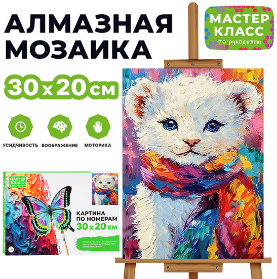 Картина по номерам «Белый котёнок»