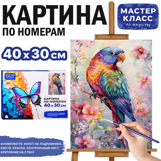 Картина по номерам «Попугайчик»