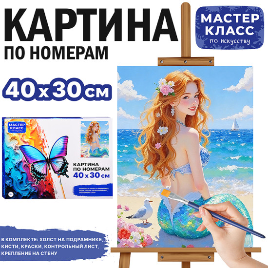 Картина по номерам «Русалочка на пляже»