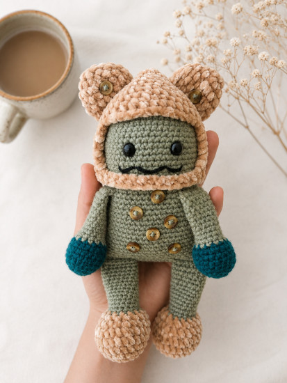 Вязаная игрушка-монстрик Фисташка