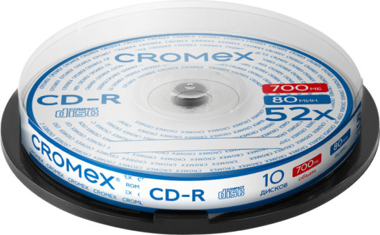 Диск CD-R (КРОМЕКС), 700 Mb, 52x, Cake Box (упаковка на шпиле), Комплект 10 шт.