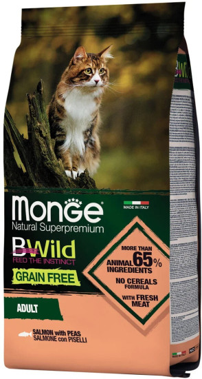 Корм сухой беззерновой для взрослых кошек с лососем и горохом «Bwild Grain Free Cat Adult Salmon»