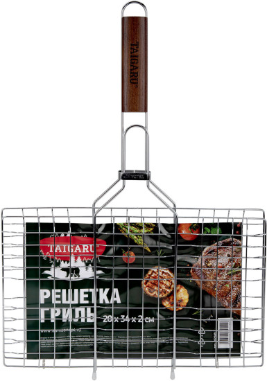 Решетка-гриль универсальная, 47х(20×34×2 см), Средняя, хромированная, TAIGARU (ТАЙГАРУ), 702549