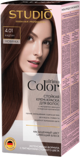 Studio Professional Ultima Color Стойкая крем-краска для волос Каштан 4.01