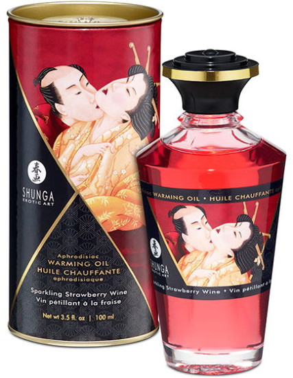 Массажное масло со вкусом «Игристое клубничное вино» Aphrodisiac Warming Oil