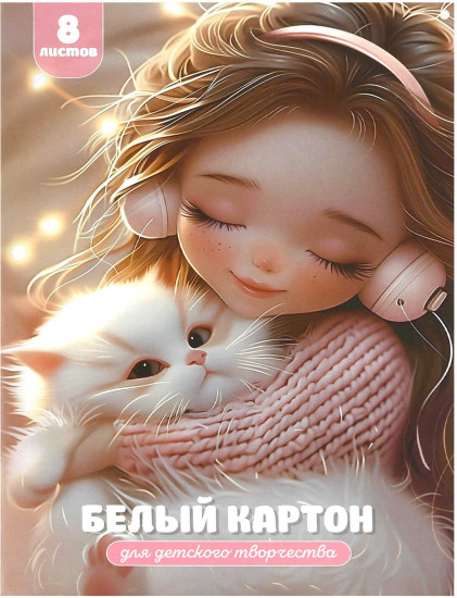 Набор картона для детского творчества «Девочка в наушниках и котенок»
