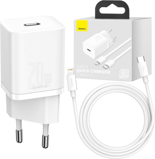 Комплект СЗУ Super Si TZCCSUP-B02 3A 20W Type-C порт с кабелем Type-C-Lightning
