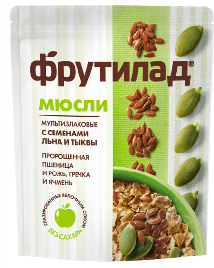 Мюсли мультизлаковые с пророщенной пшеницей, семенами льна и тыквы