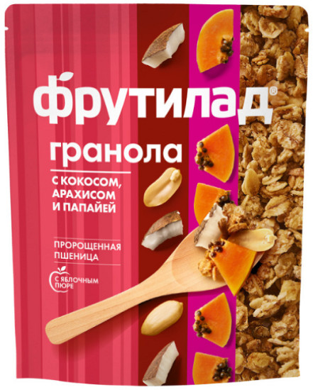 Гранола с кокосом, арахисом и папайей