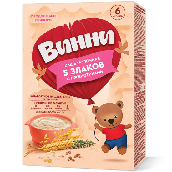 Винни каша мол. 5 злаков с пребиотиками, 200г