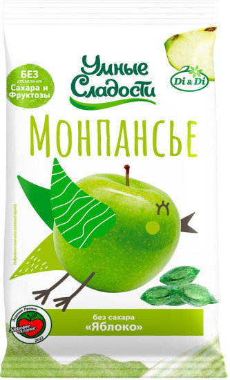 Леденцы без сахара «Умные Сладости» зеленое яблоко, 55 г