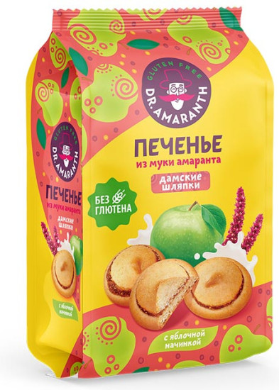 Печенье «Dr.AMARANTH» «Дамские шляпки» с яблочной начинкой 200г