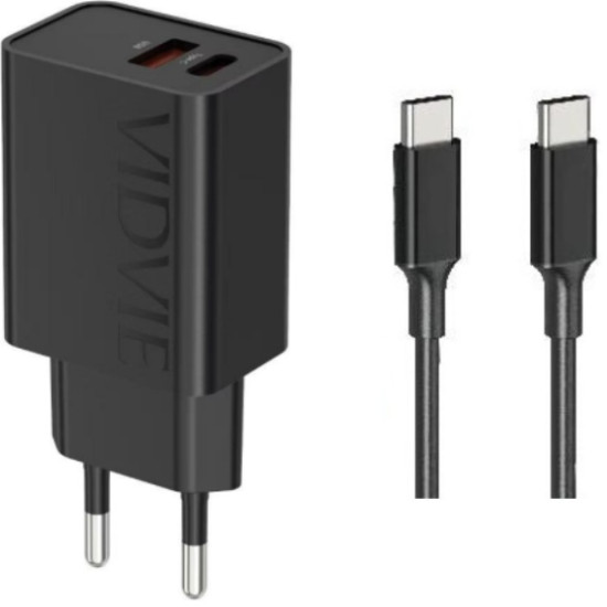 Комплект Сзу PLE276TT 18W QC3.0/PD USB+Type-C порты с кабелем Type-C — Type-C, Черный