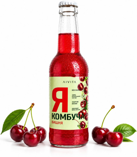 Я Комбуча Вишня — напиток брожения безалкогольный стеклянная бутылка
