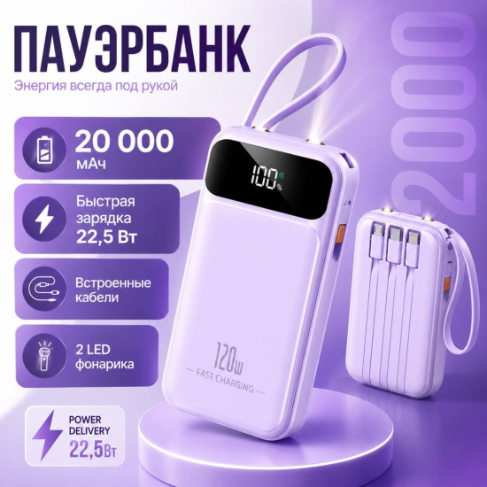 Внешний аккумулятор HT-DX 20000 мАч 22.5 Вт фиолетовый