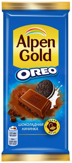Шоколад молочный с шоколадной начинкой и кусочками печенья Oreo