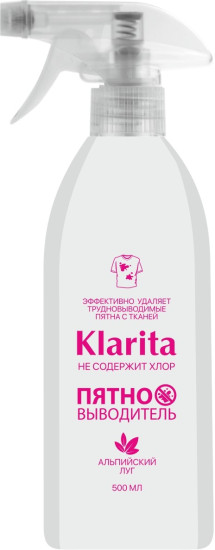«KLARITA» Пятновыводитель «Альпийский луг»	«KLARITA» Дақ кетіруге арналған «АЛЬП ШАЛҒЫНЫ» 500МЛ