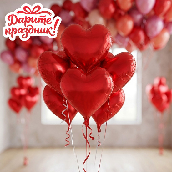 Фонтан из шаров «Сердечки»