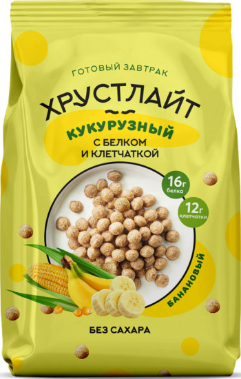 Готовый завтрак Хрустлайт кукурузный со вкусом банана, 150гр