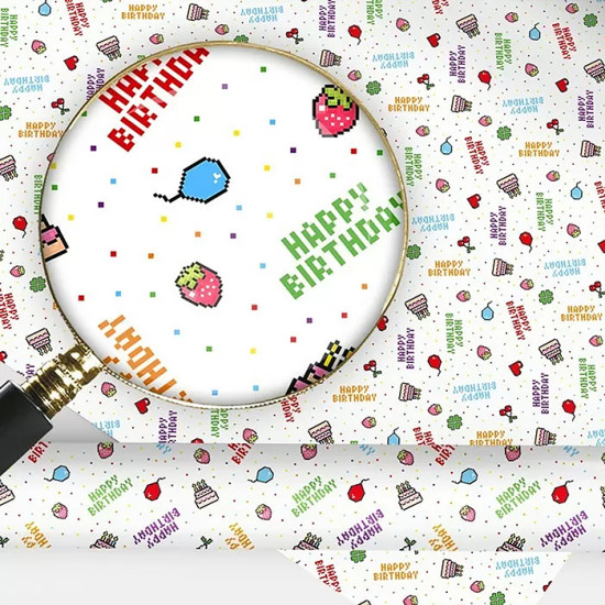 Бумага упаковочная «Паттерн Happy Birthday»