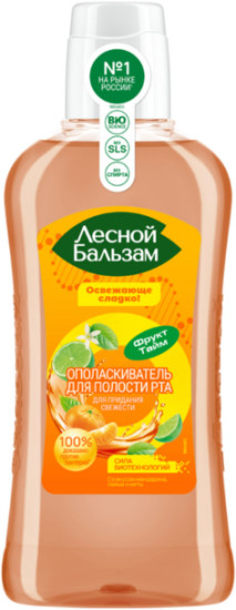 Ополаскиватель для рта для свежести дыхания и против бактерий со вкусом мандарина, лайма и мяты, 400 мл