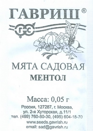 Семена. Мята садовая «Ментол»