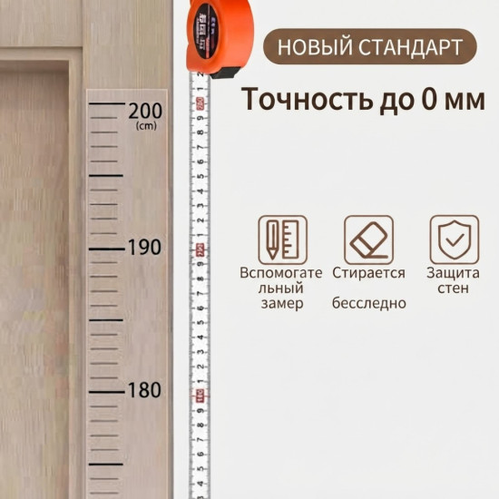 Ростомер-наклейка настенный для детей и взрослых со шкалой до 200 см