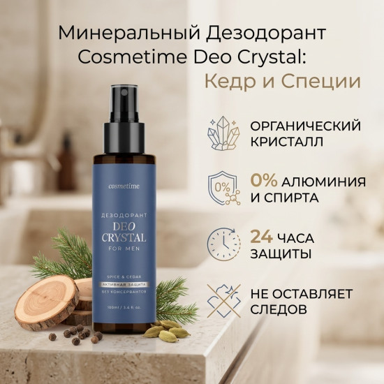Cosmetime Кедр и Специи минеральный дезодорант унисекс