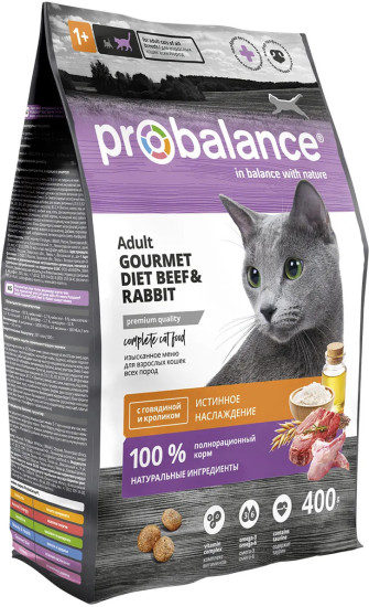 Сухой корм для взрослых кошек Gourmet Diet, кролик