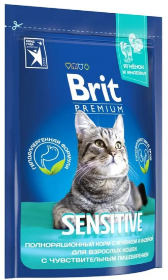 Сухой корм для взрослых кошек Premium Sensitive, ягненок