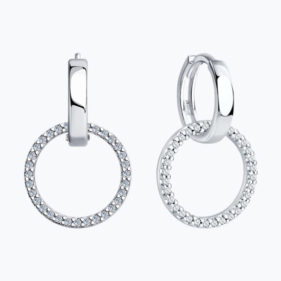 Серьги из серебра с фианитами