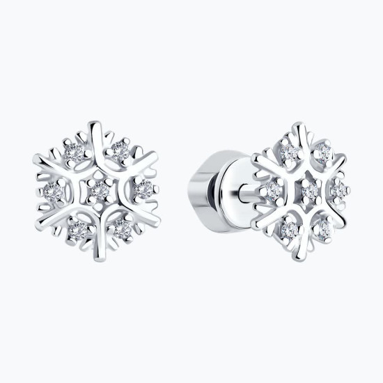 Серьги из серебра с фианитами