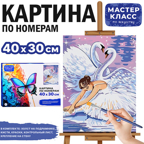 Картина по номерам «Балерина и лебеди»