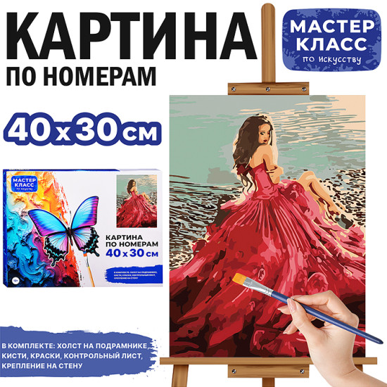 Картина по номерам «Девушка в красном платье»