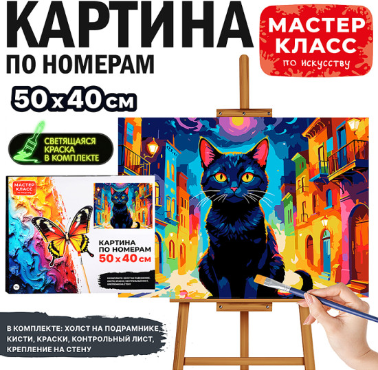 Картина по номерам «Чёрный кот»