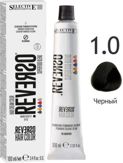 Крем‑краска для волос без аммиака «Reverso Superfood Hair Color», оттенок 1.0 Черный
