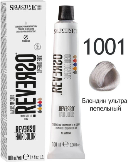 Крем‑краска для волос без аммиака «Reverso Superfood Hair Color», оттенок 1001 Ультра светлый блонд пепельный