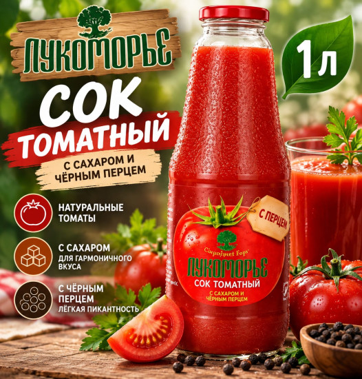 Сок томатный с сахаром и черным перцем